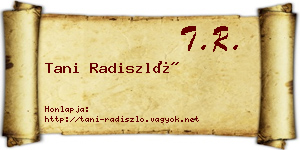 Tani Radiszló névjegykártya